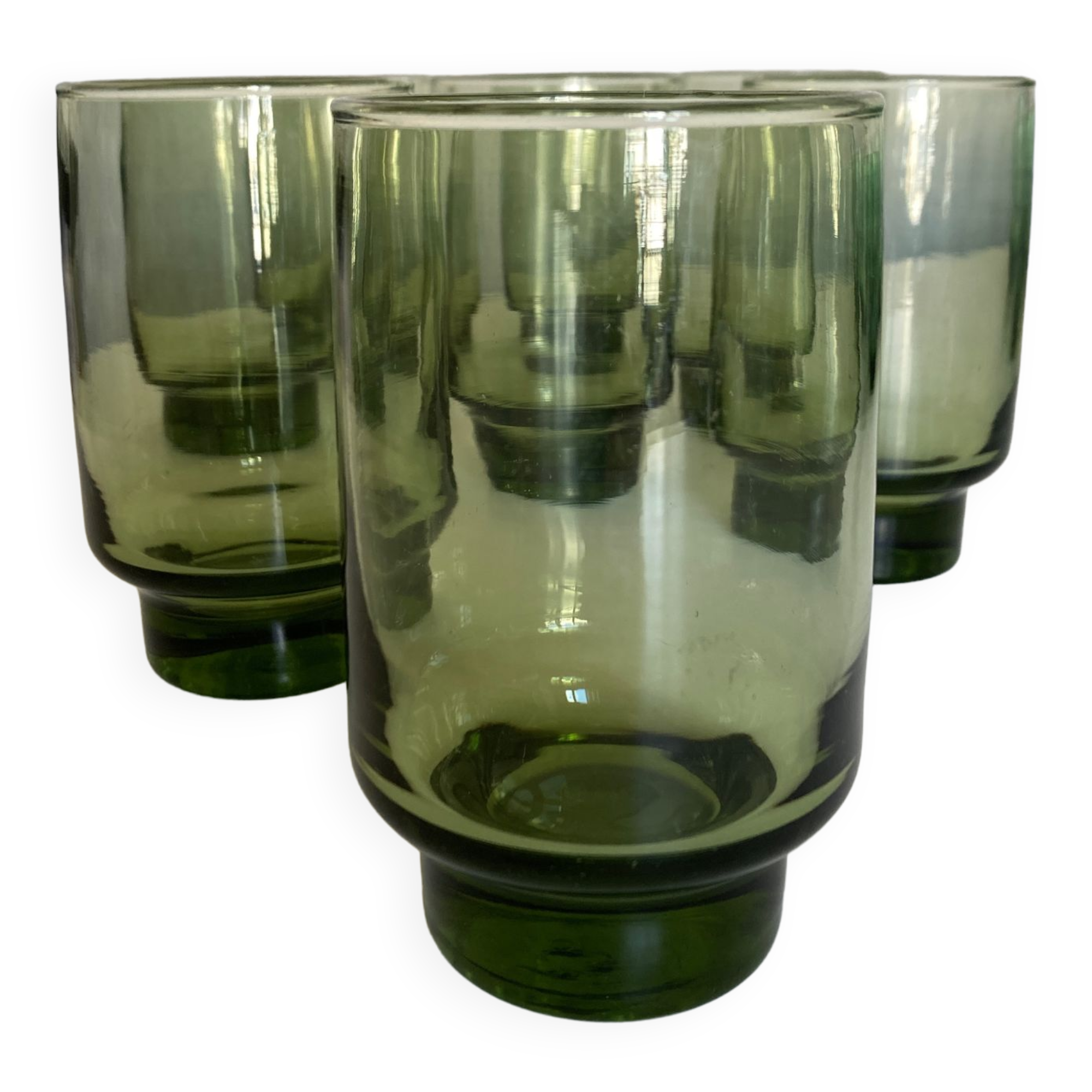 Set de 8 verres gobelets 1960 en verre vert
