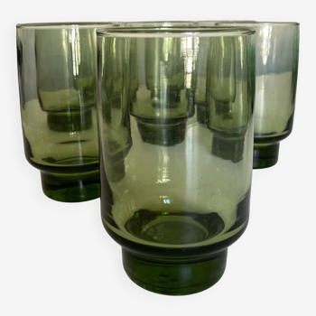 Set of 8 cups 1960 green glass