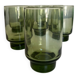 Set of 8 cups 1960 green glass