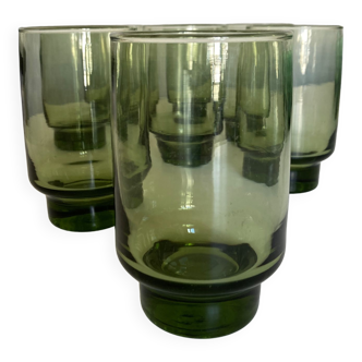 Set de 8 verres gobelets 1960 en verre vert