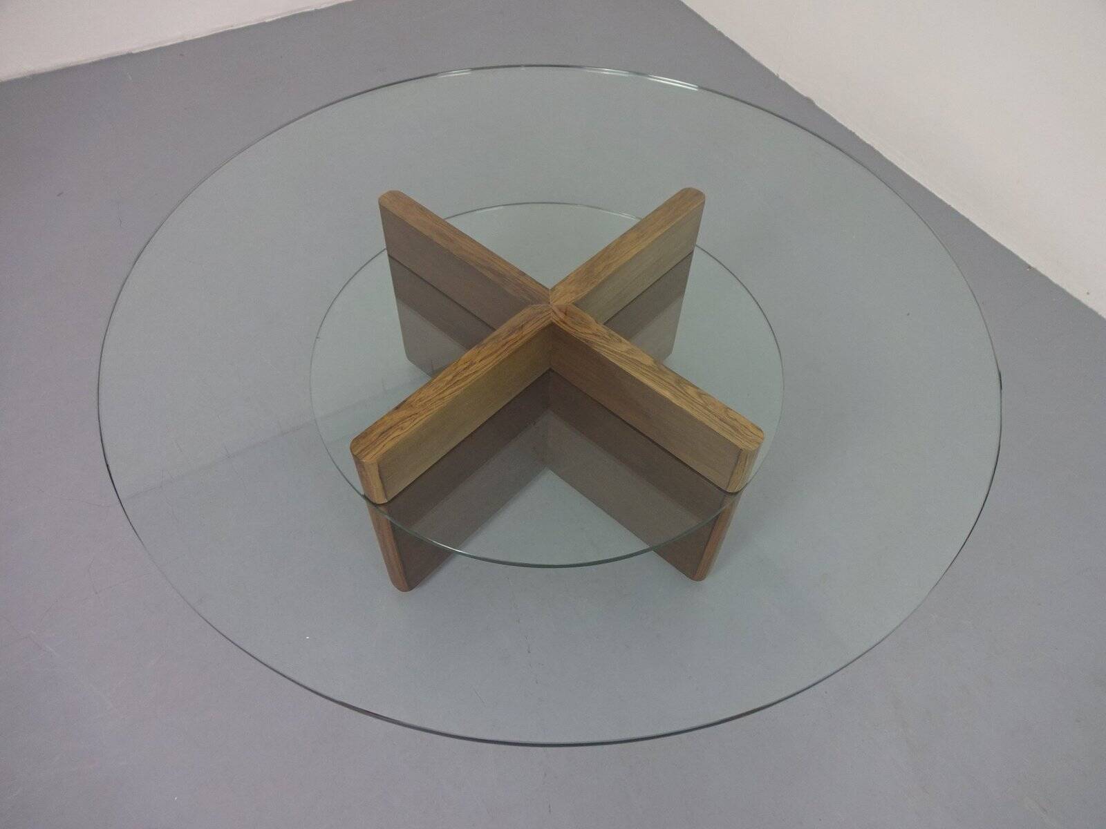 Italian rosewood and glass coffee table, 1960s