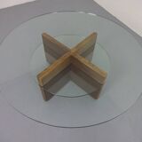 Italian rosewood and glass coffee table, 1960s