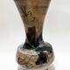 Ceramic vase of vallauris, midnight blue iris décor, 24 cm