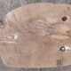 Brutalist coffee table in solid wood, tripod. (Popular art)