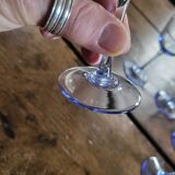 8 blue-tinted glass goblets – 1960s