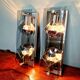 Pair of chrome metal and smoked glass wall sconces, 1970s.