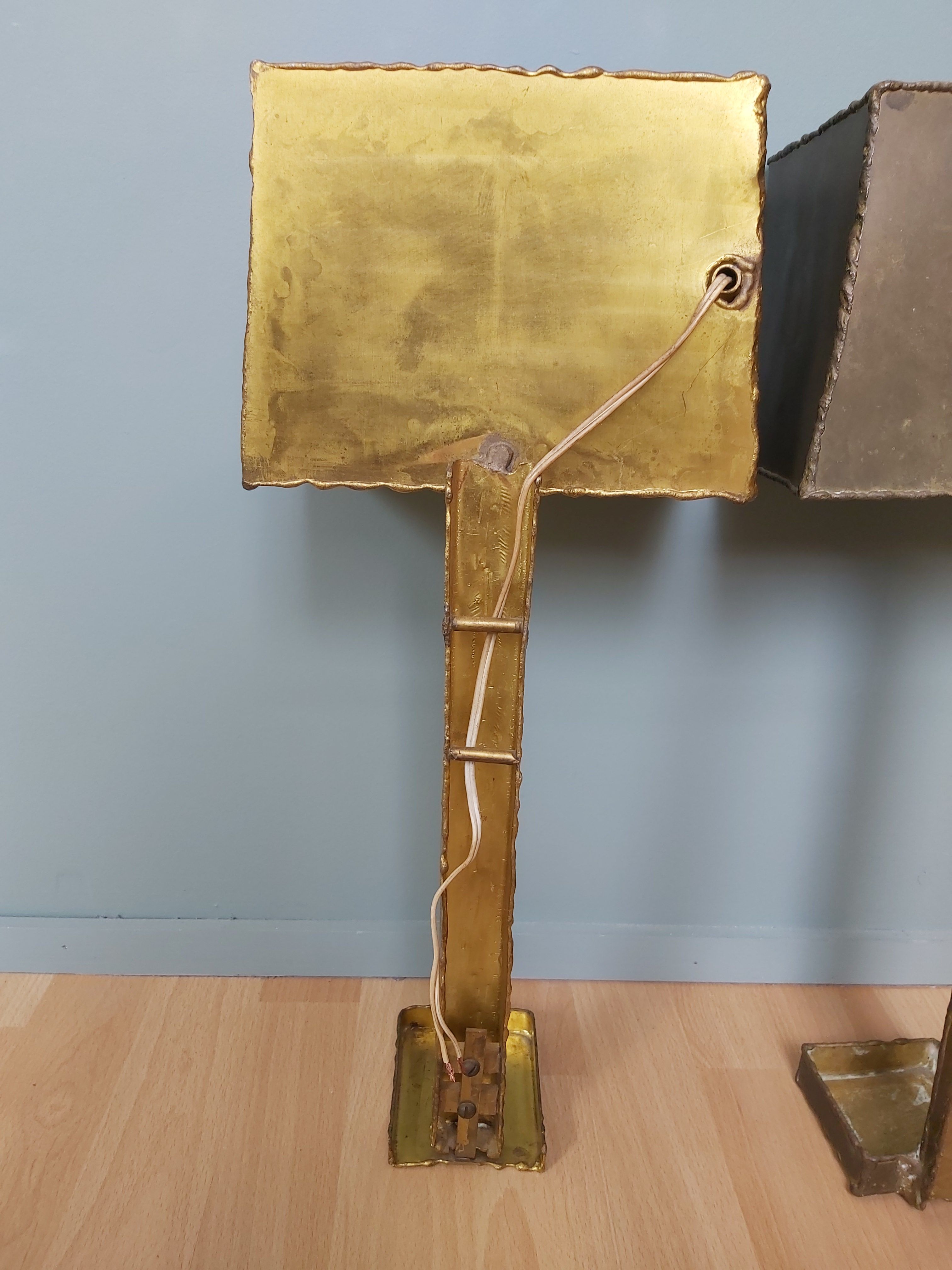 Pair of brass wall lamps, Paul Moerenhout, 70s
