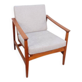 Vintage Thonet teak armchair, retro 1960s–70s style.