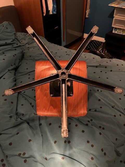 Pair of vintage wood and metal chairs for school desk