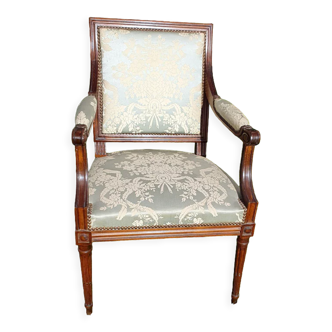 Directoire armchair in light blue satin fabric