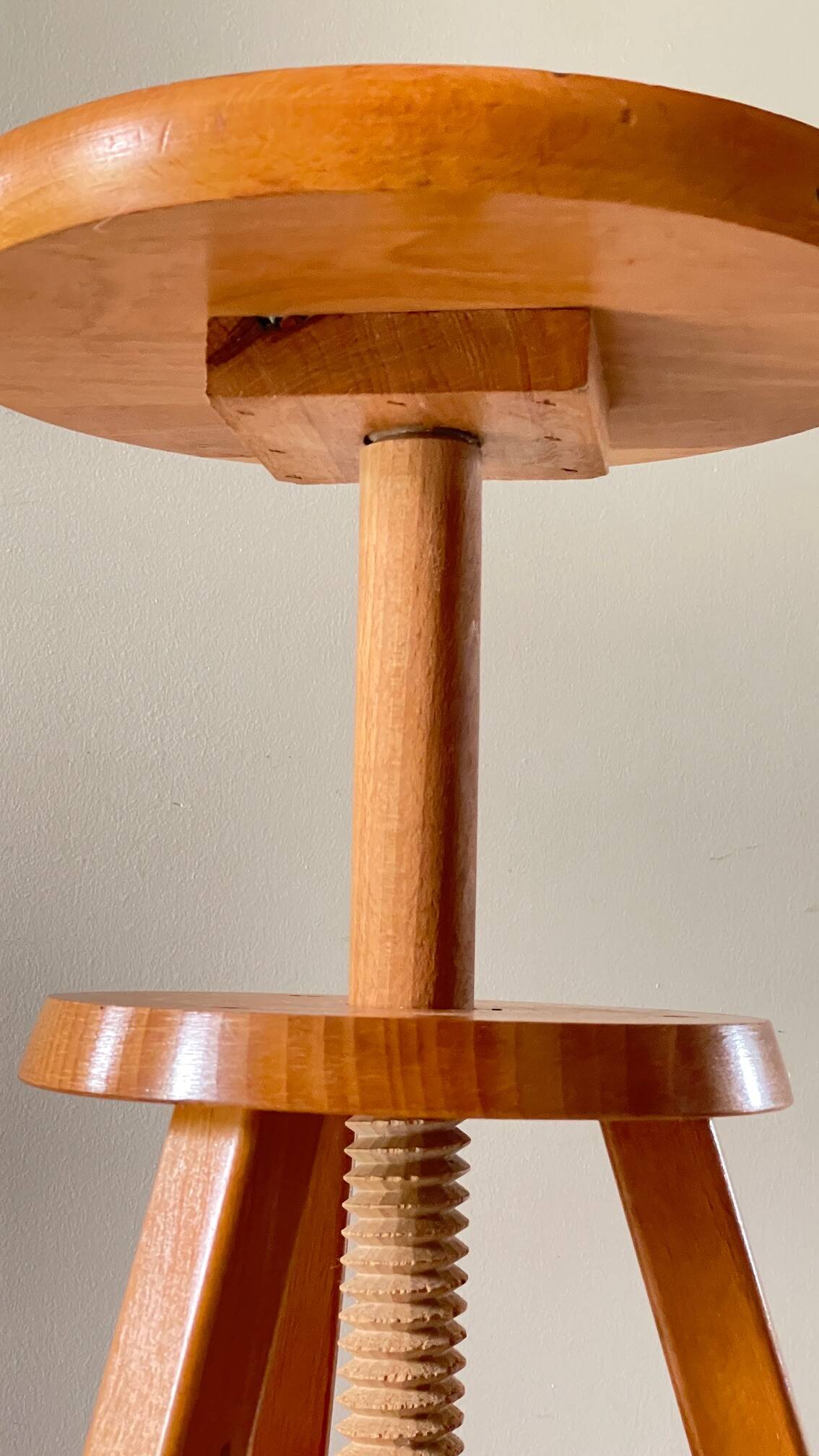 Vintage Solid Beech Screw Stool