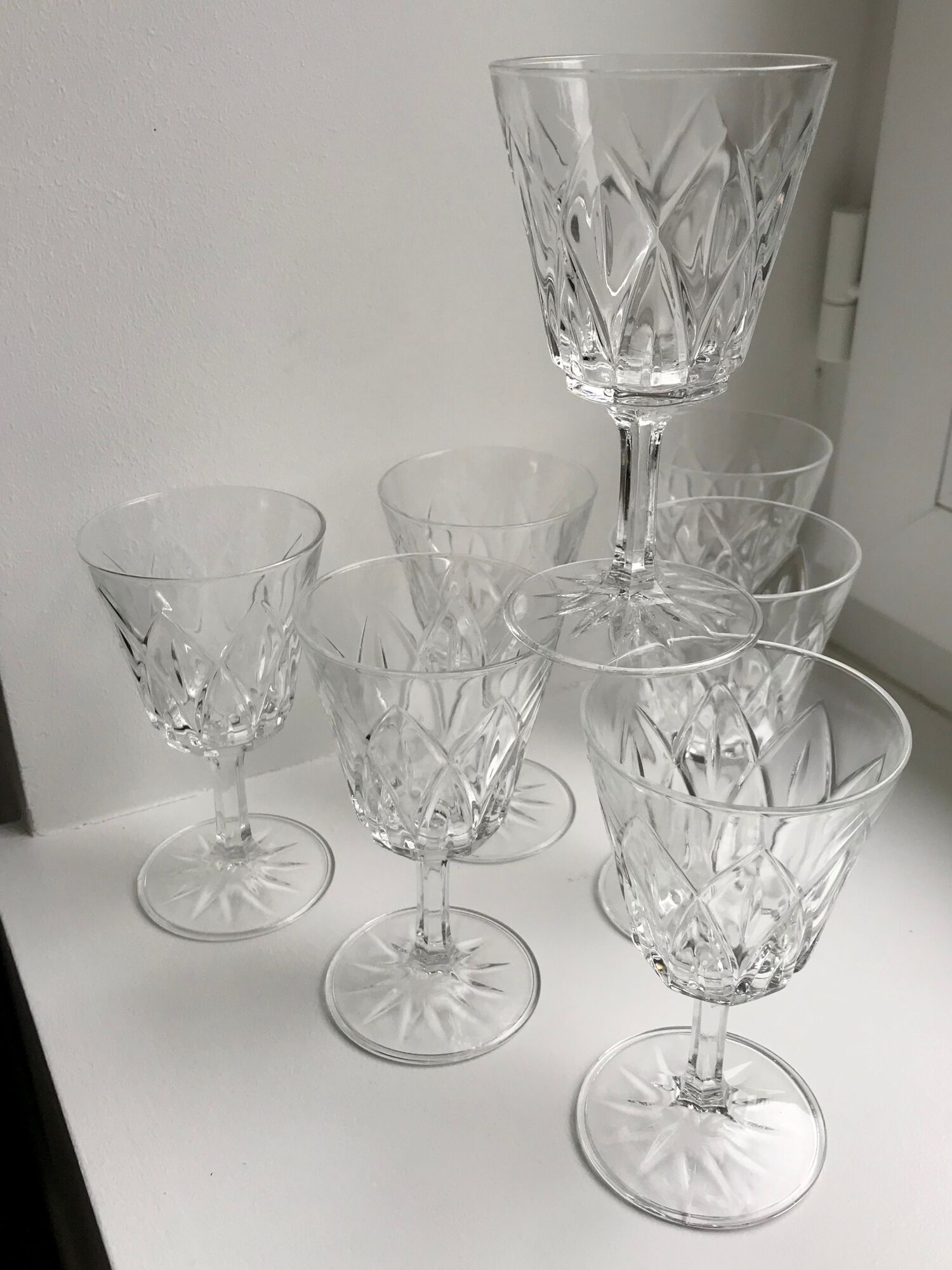 Set of 7 glasses of wine / crystal water 60s