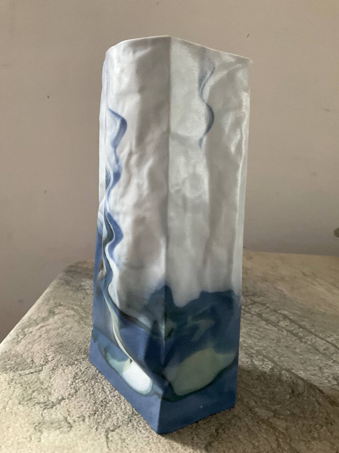 Vintage crumpled porcelain vase