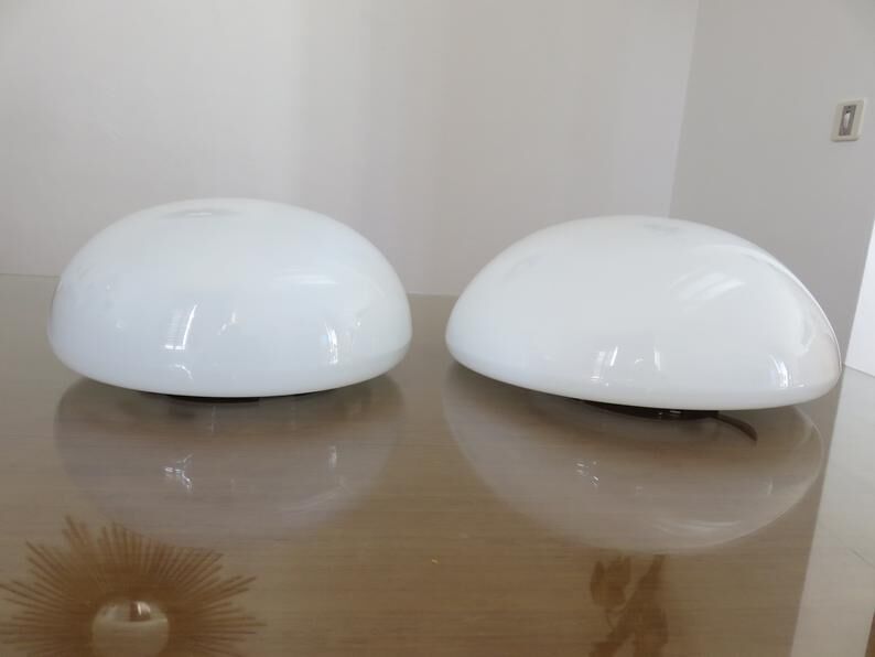 Sconce "half sphere" in white opaline 60 70 years