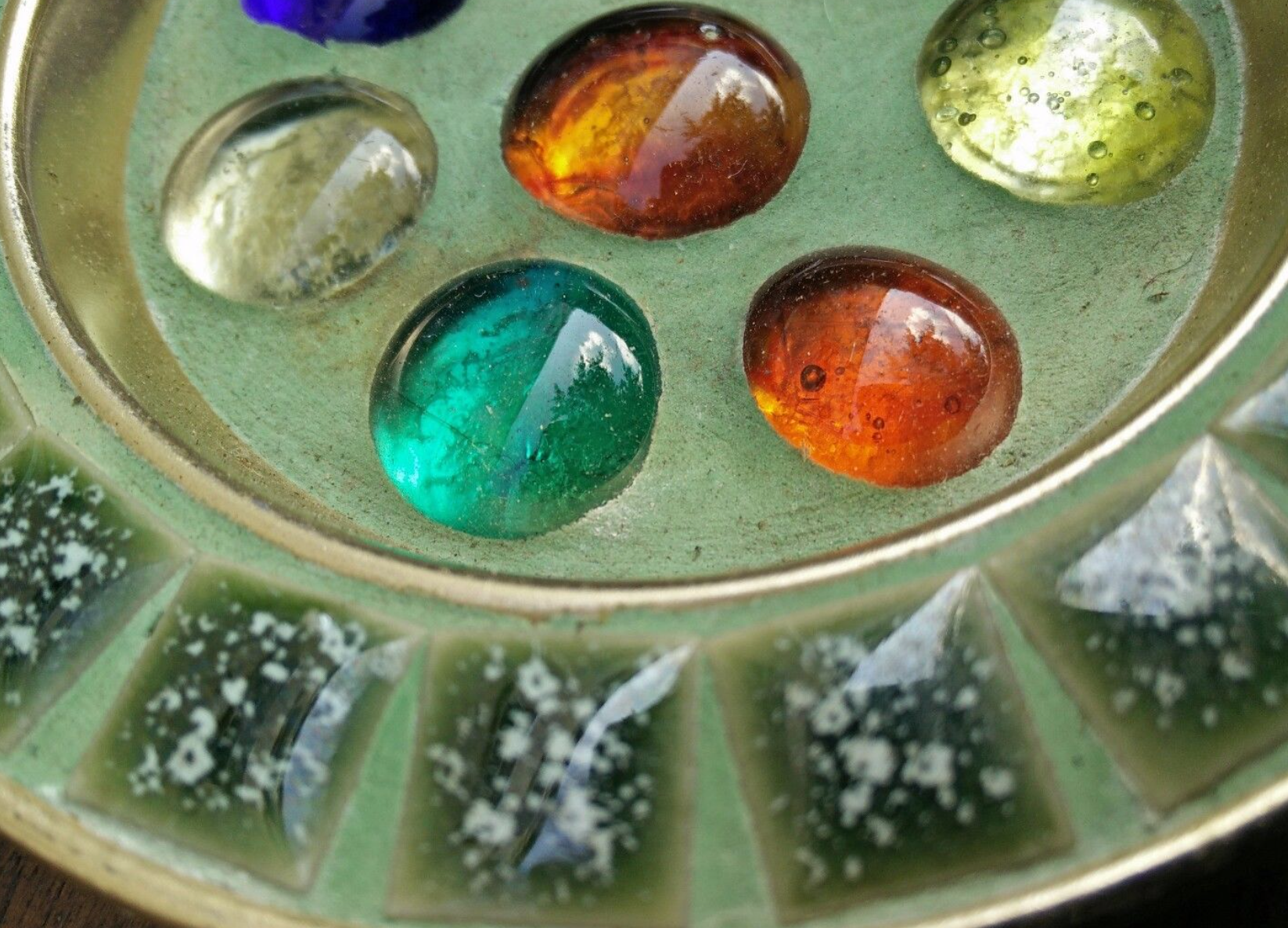 1960's vintage multicolor murano glass glass ashtray