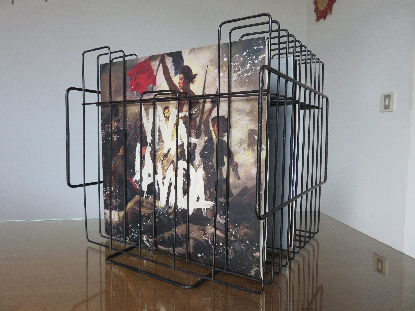 Vinyl rack in black painted metal  1960s