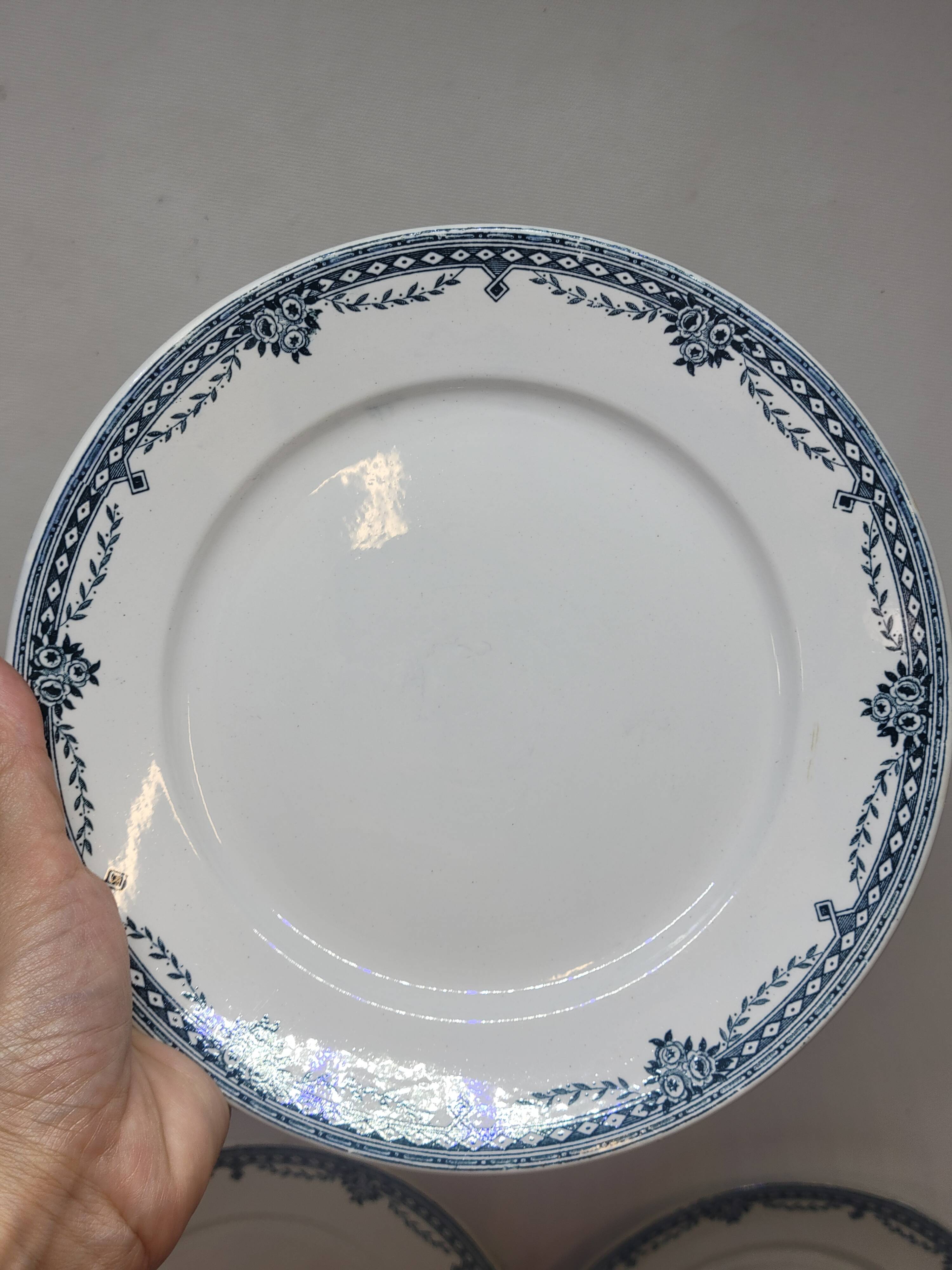 8 Old St Amand Flat Plates, Turgot Art Deco Model