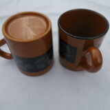 2 glazed terracotta mugs