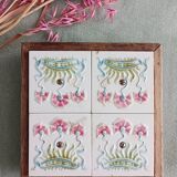 Antique earthenware and wood trivet