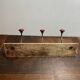 Wall hook with three hooks in wood, wrought iron, porcelain balls