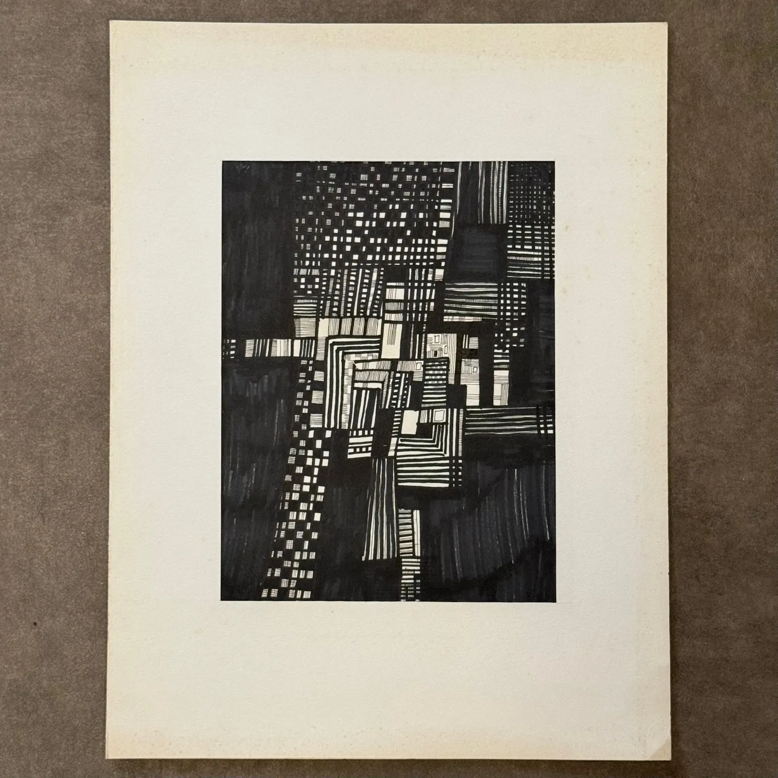 Modern composition drawing 1970 by François de Chabot