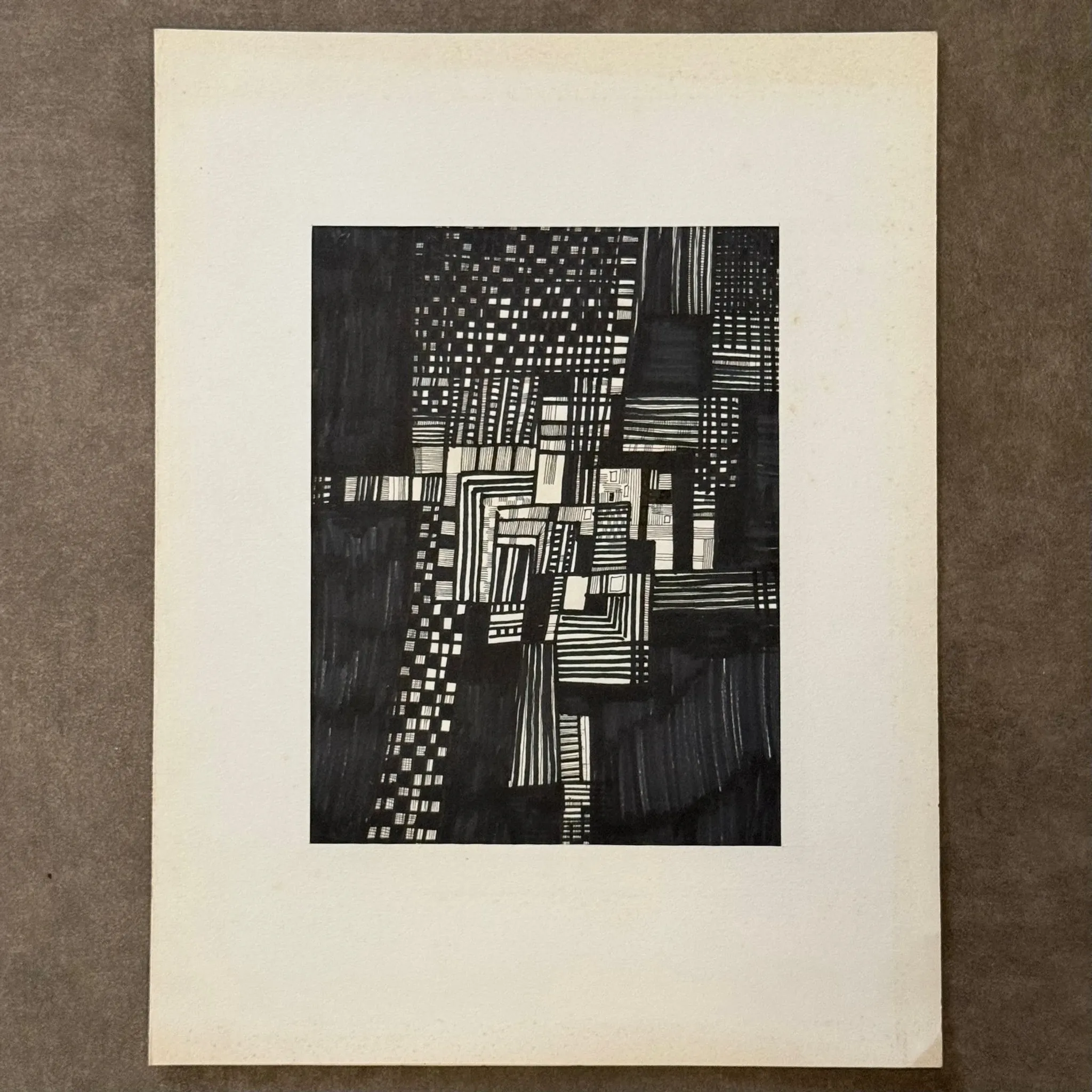 Modern composition drawing 1970 by François de Chabot