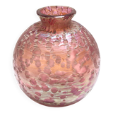 Pink Iridescent Etched Blown Glass Vase "Diaspora" by Loetz