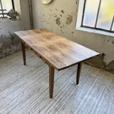 1950s pine and oak farmhouse table with multiple drawers
