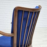 1960s, Danish easy armchair by Fritz Hansen, wool fabric, beech wood.