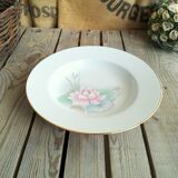 Porcelain service dish by Limoges france nenuphar rose decoration