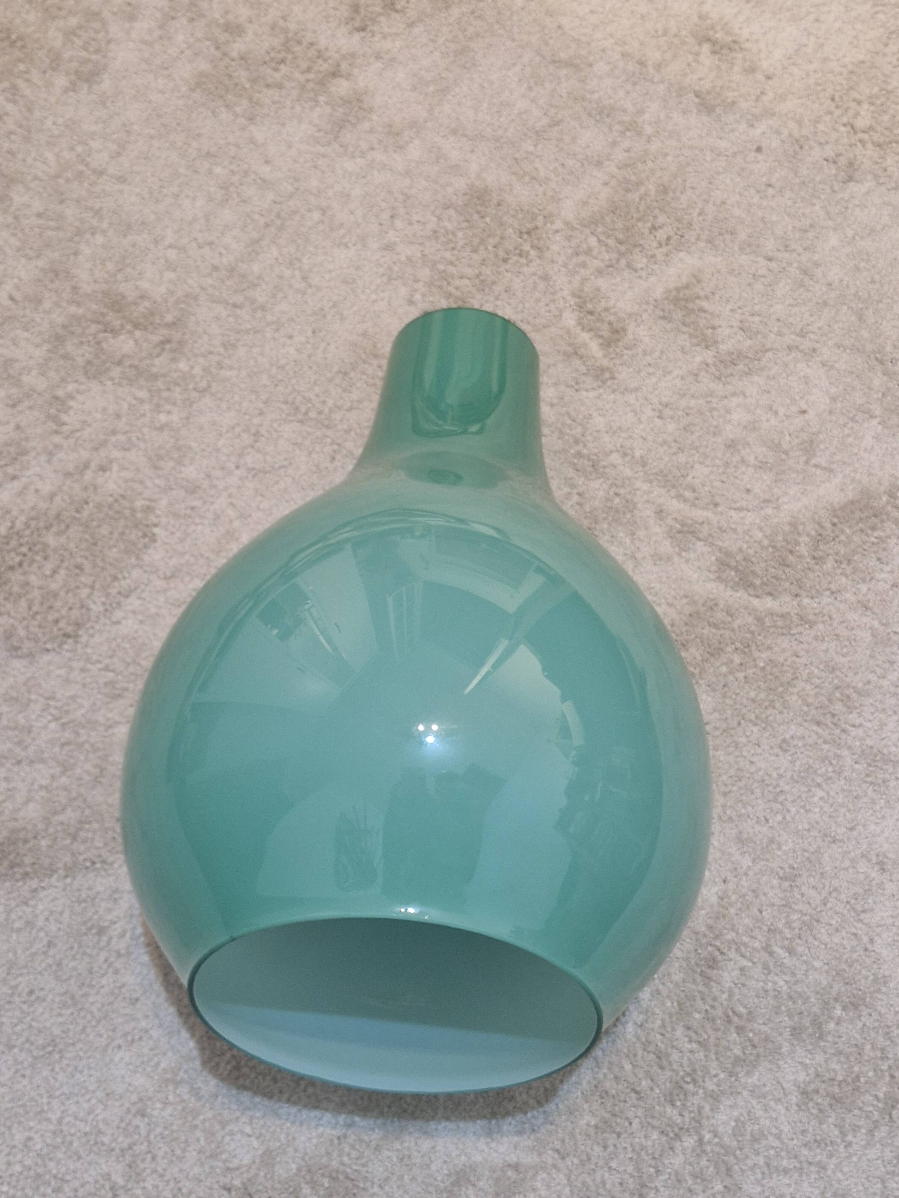 light suspension; Peil&Putzler, emerald green opaline; pear-shaped