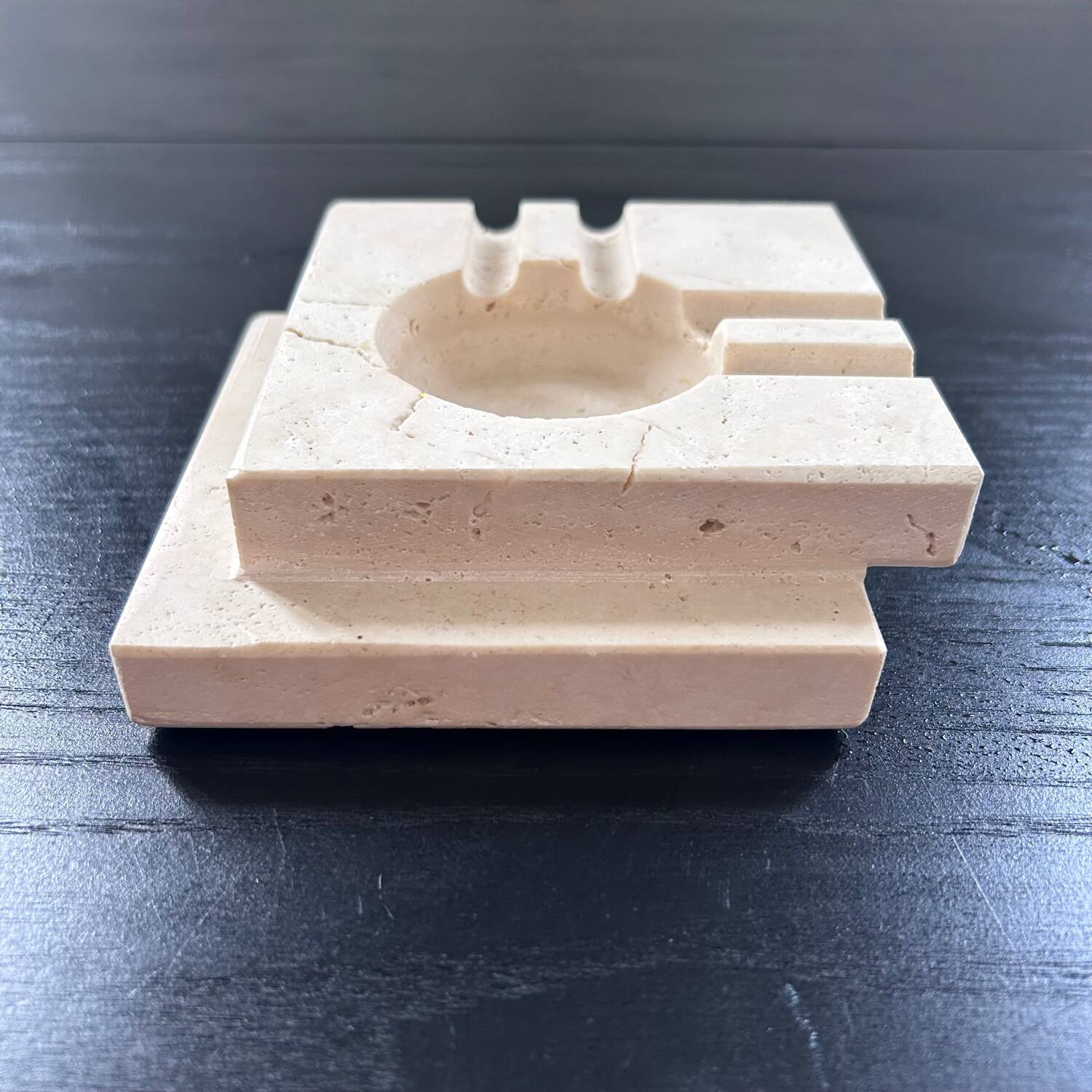 Brutalist Travertine Ashtray