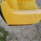 Armchair of the 70s velvet base sleigh in solid mahogany