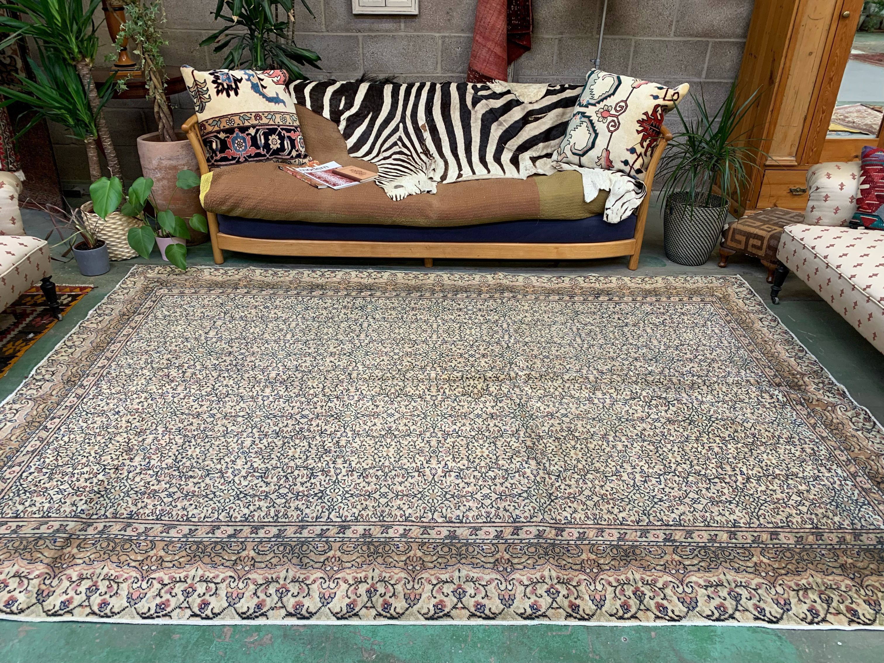 Vintage Turkish Rug 290x195 cm, Tribal Wool Carpet Large