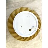 Plafonnier ou applique murale italienne en verre de Murano blanc laiteux et tourbillons verts