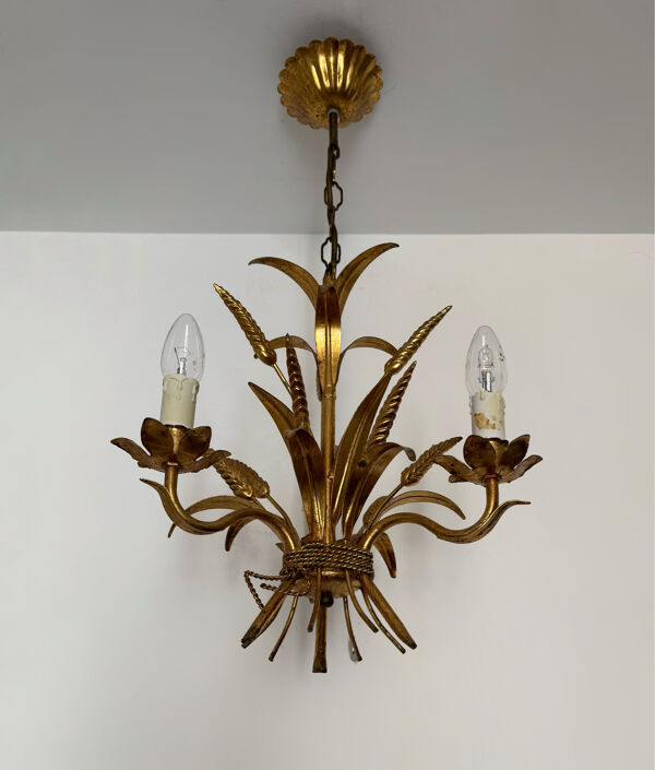 Lustre épi de blé doré Hans KOGL années 70