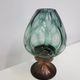 Candlestick, gold-tone brass, clear greenish glass, Austria, 1960s.