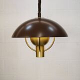Fog and Morup Mid Century Modern Brass Pendant Lamp, Danish 1960s Brown XL