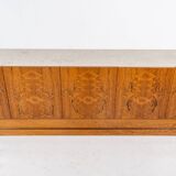 Mid-Century Modern Sideboard, Wood and Travertine, 1970s