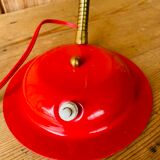 50s desk lamp in red enamelled tole.