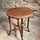 Vintage Round Bamboo and Wood Side Table | Mid-Century Bohemian Accent Table – 1950s/70s