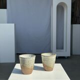 Set of 2 cups in Indonesian ceramic (brown & speckled glazed matte)