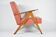 Vintage velvet armchair model Var 1960s fully restored, pink fabric, teak