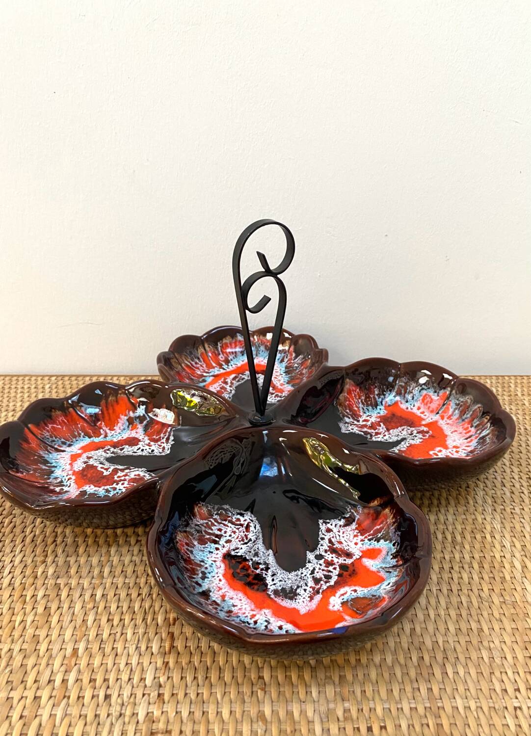 Ancien plat serviteur vintage style Vallauris - Années 70