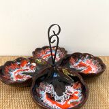 Ancien plat serviteur vintage style Vallauris - Années 70