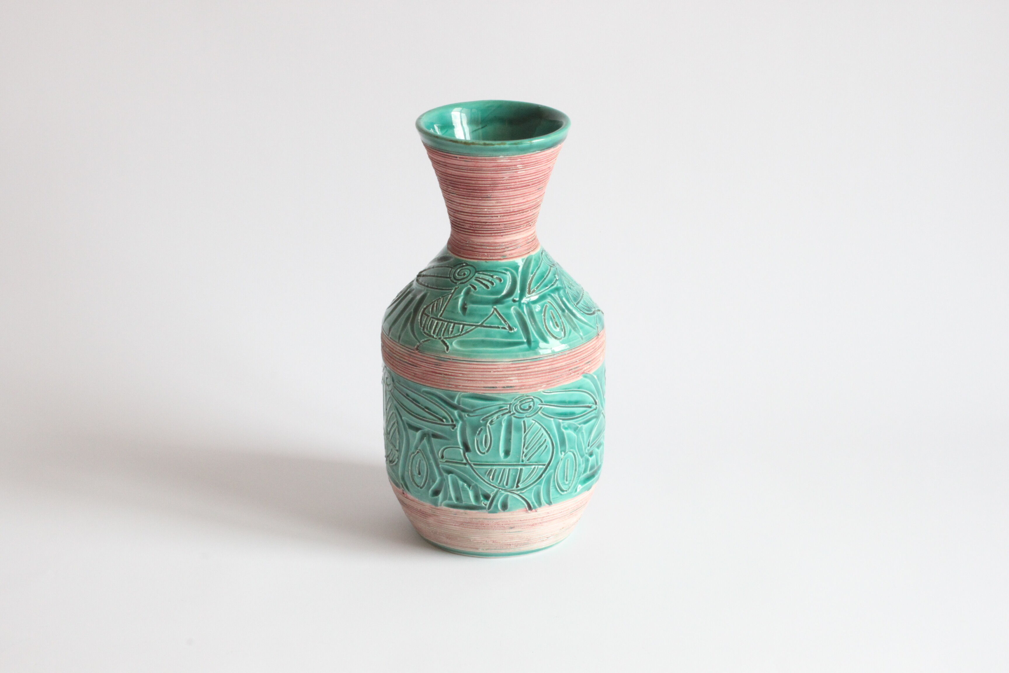 Vase avec pélicans par Fratelli Fianciulacci sgraffito , italie, années 1960