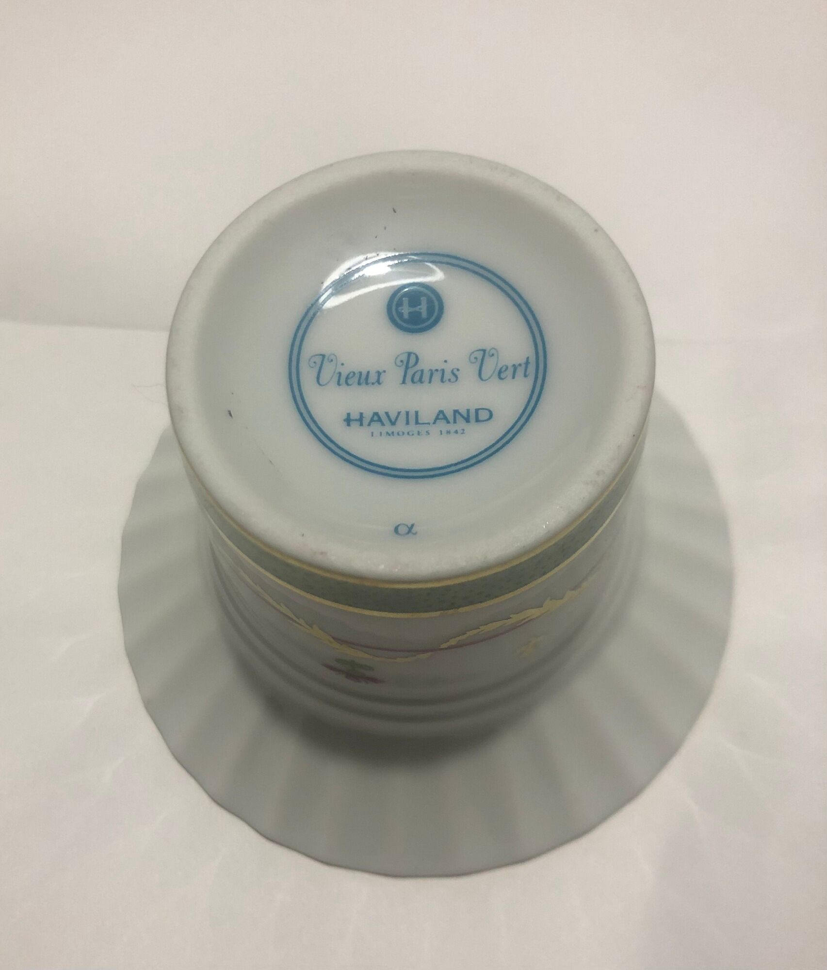 Haviland Old Paris Porcelain Candle Holder Green
