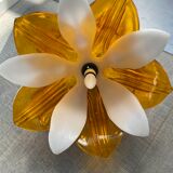 Suspension vintage plastique fleur pétales oranges et blancs