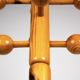 Vintage Scandinavian-style pine ball coat rack