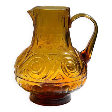 Amber colored Italian Carafe by MCM Empoli 1970s